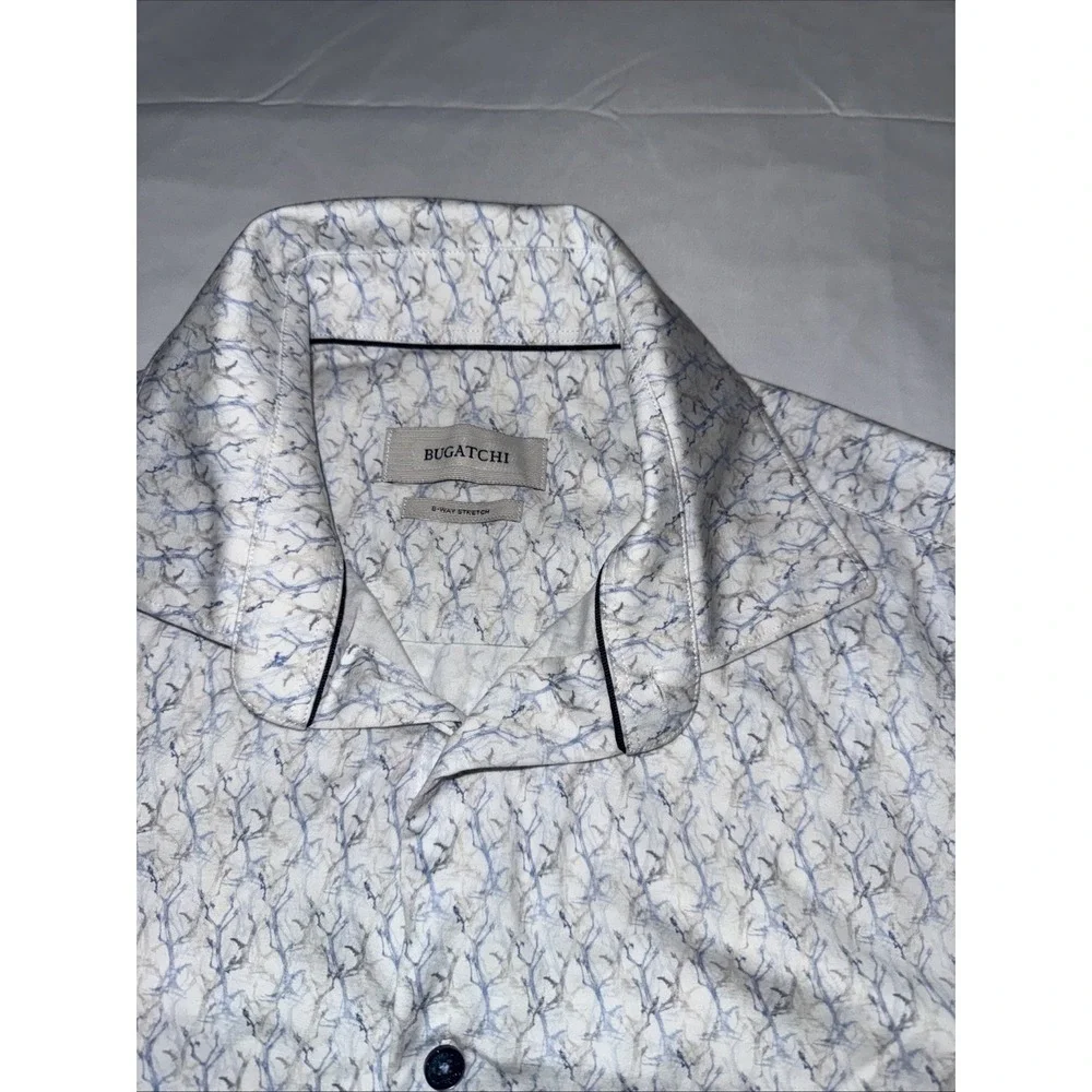 Bugatchi short-sleeved 8 Way Stretch double-mercerized Sz M Performance Grey